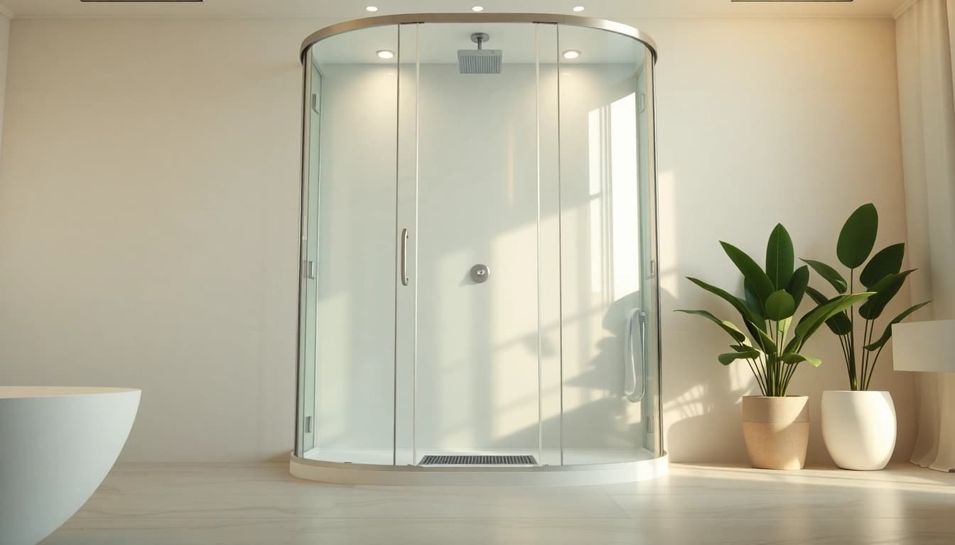 Die sonni Duschkabine präsentiert sich elegant im modernen Badezimmer mit stilvollen Designelementen.