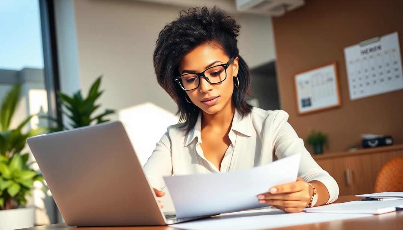 Analyze Federal and State contracts and grants with professional focus and clarity in a modern office.