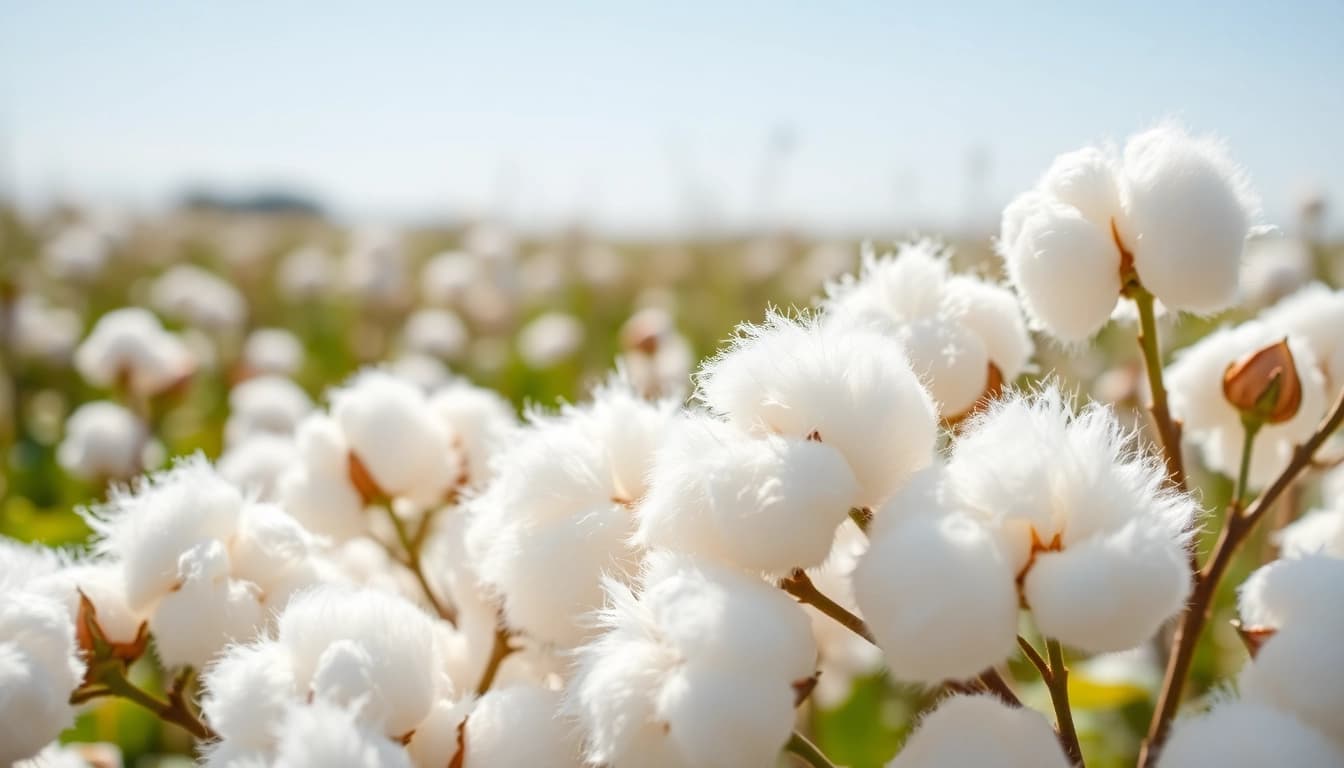 Katoenvezels op een natuurlijke achtergrond, de zachtheid en textuur benadrukken.