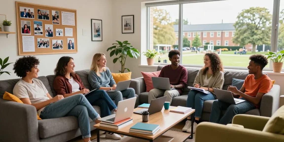 Students enjoying their time in modern Northampton student accommodation, highlighting community and comfort.
