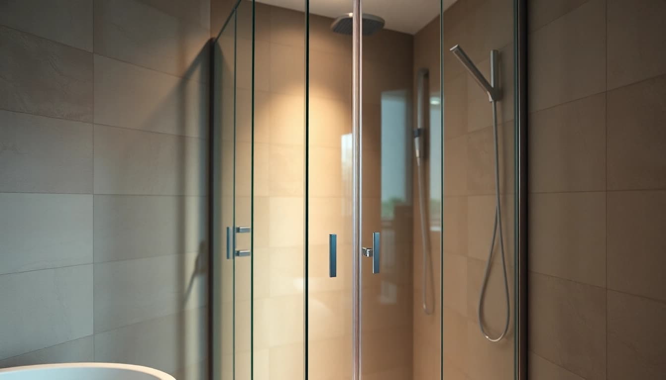 Dusche 100x100 in einer modernen, eleganten Duschkabine mit Glasdesign und stilvollem Badezimmer.