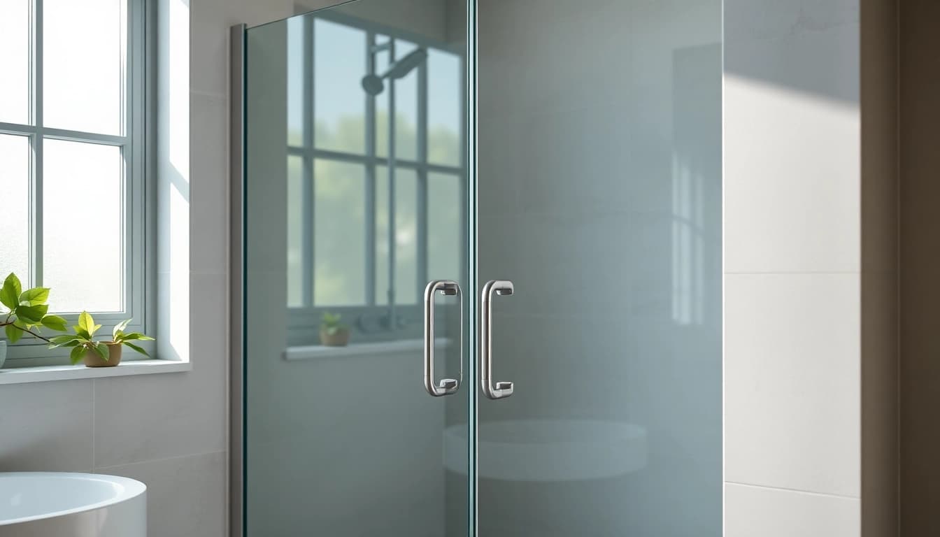 Showcase of elegant shower sliding doors with a sleek design in a modern bathroom.