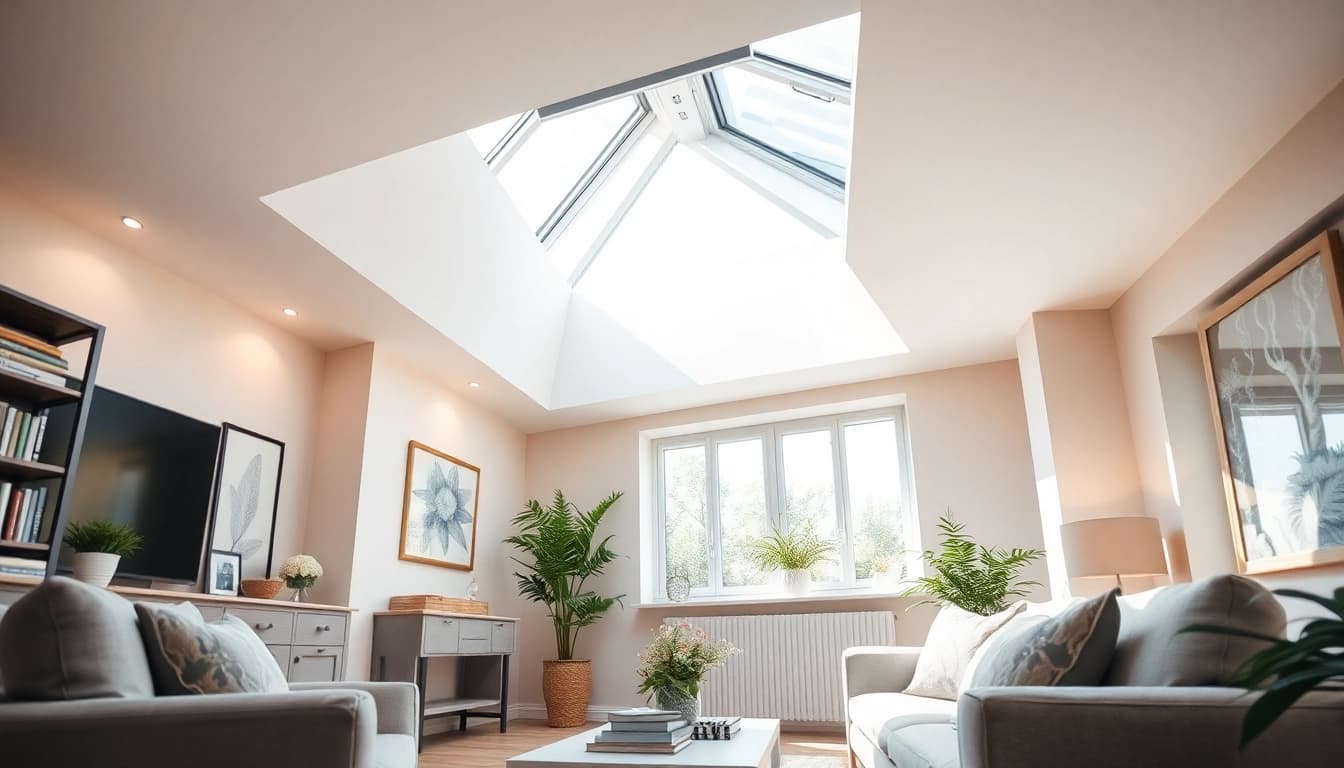 Velux repairs enhancing natural light in a beautifully decorated room with a cozy skylight.