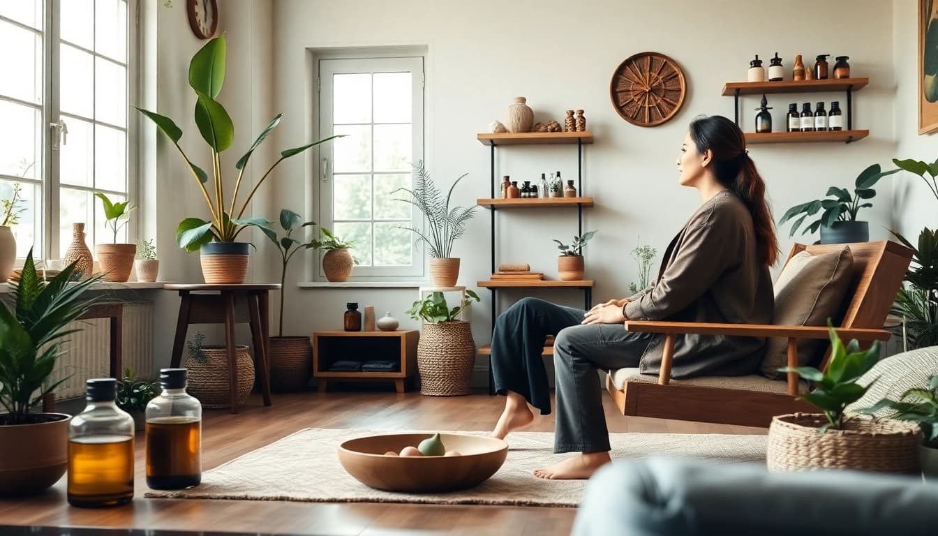 Engaging Ayurveda Consultation with a patient in a calming, nature-inspired clinic setting.