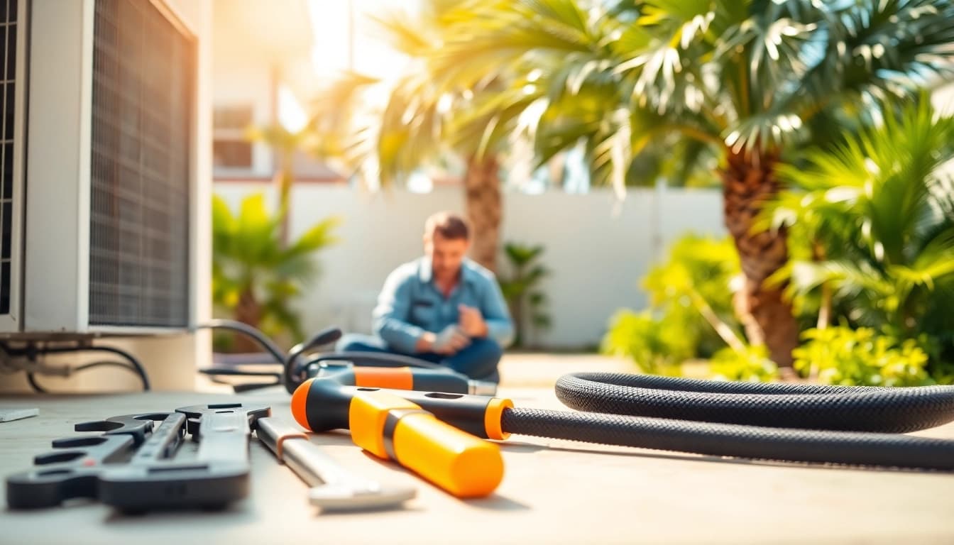 Expert performing AC Repair Tampa service on a home unit with professional tools.
