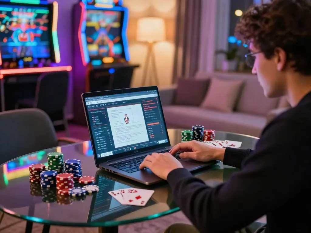 Enjoying a gaming session at a casino not on Gamstop in a stylish modern setting.