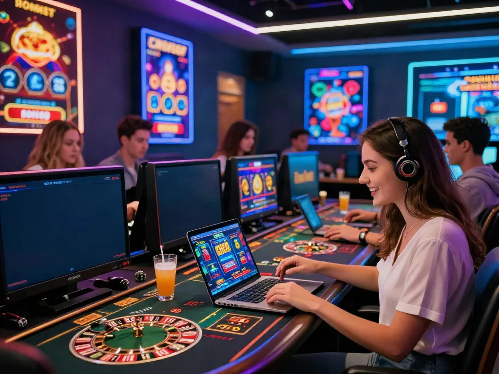 Engaged player enjoying a casino not on Gamstop experience in a vibrant virtual gaming environment.