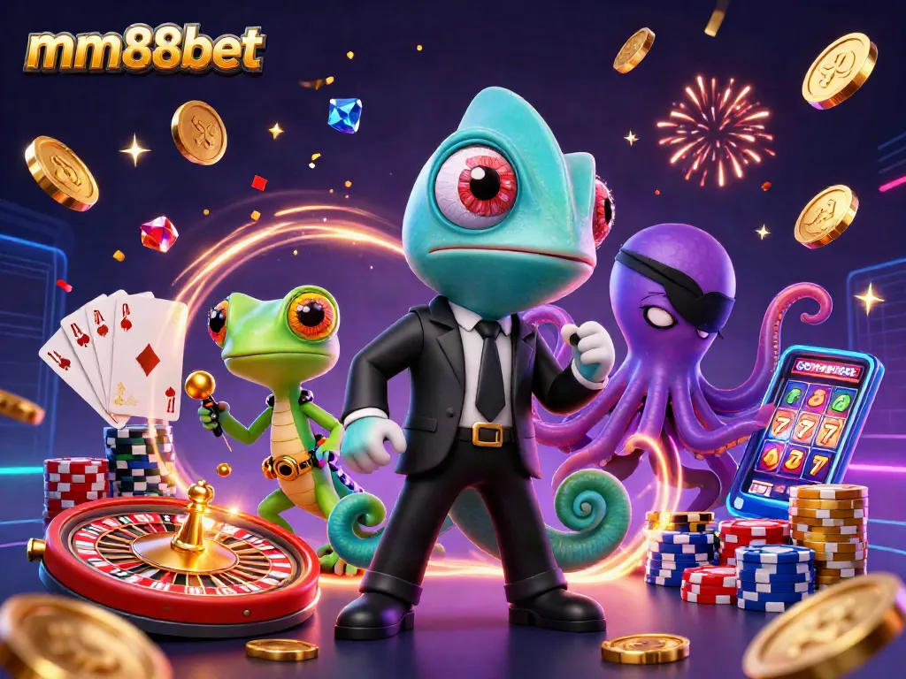 Experience the thrilling action of mm88bet with vibrant 3D casino characters and dynamic game elements.