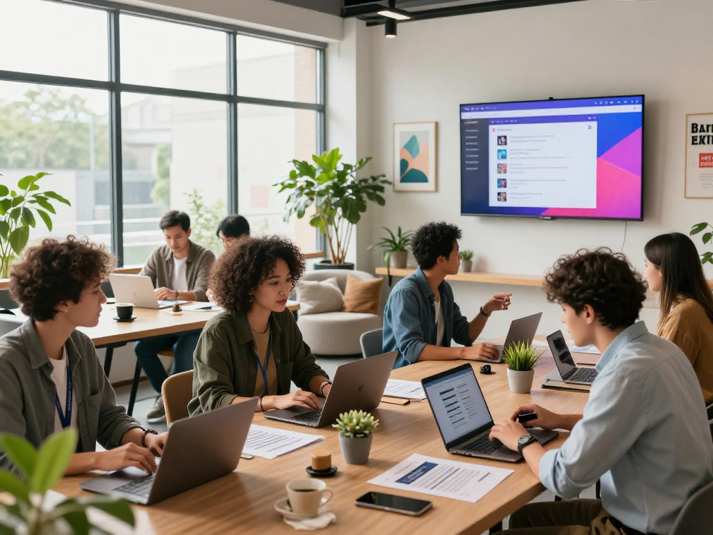 Connect with professionals through affordable online promotion in a vibrant co-working space.
