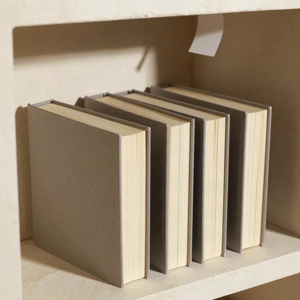 Three archival booklets fan open beside clipped result cards on a pewter tray.