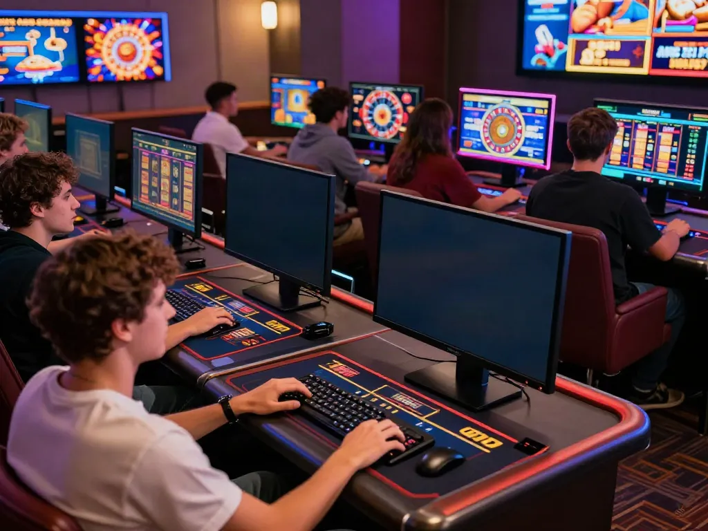 Players enjoying engaging games at a casino not on GamStop, showcasing excitement in a vibrant digital environment.