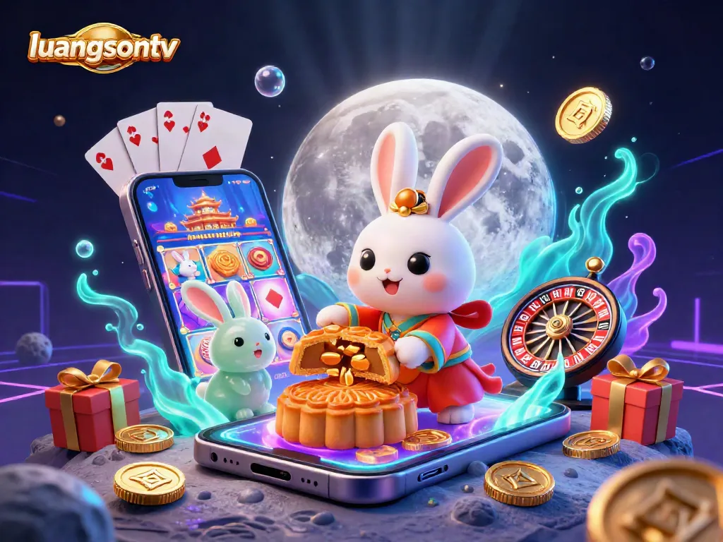 Experience exciting gaming with luongsontv as cartoon characters enjoy vibrant slots and poker elements.