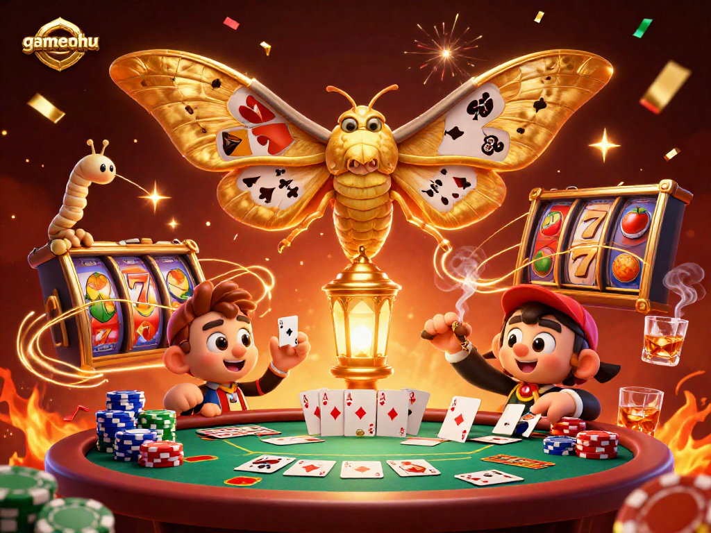 Engage in gamenohu slots with vibrant casino scenes and animated characters in a dynamic 3D illustration.