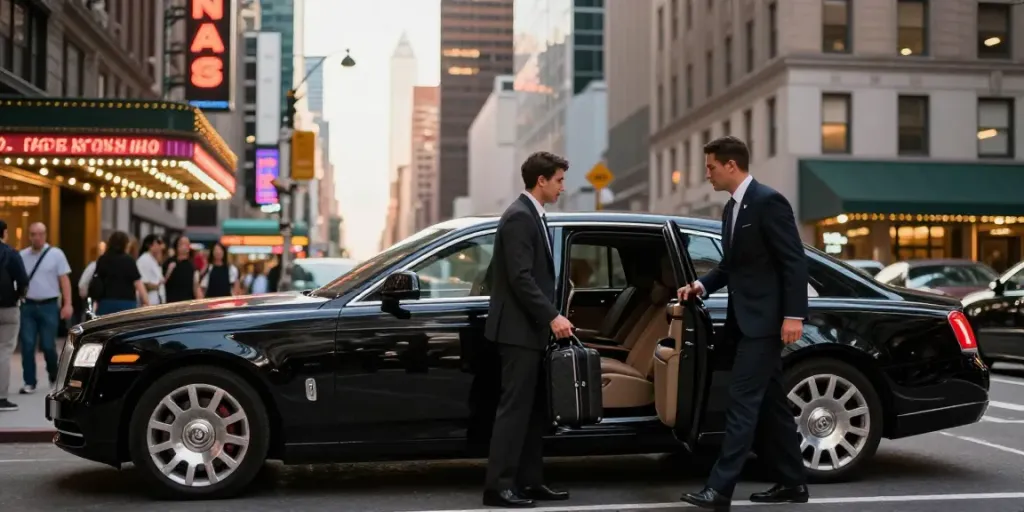 Watermill to Manhattan car service with luxury black car and professional chauffeur in New York City.