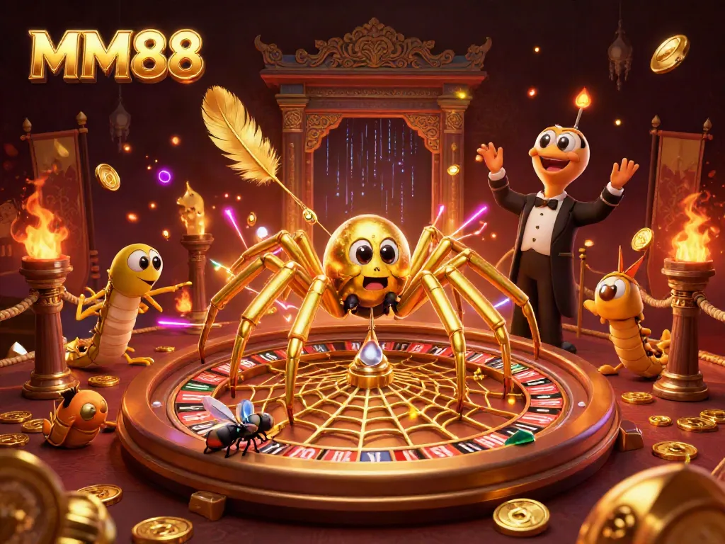 Experience thrilling betting with MM88 in this vibrant casino scene with a roulette wheel.