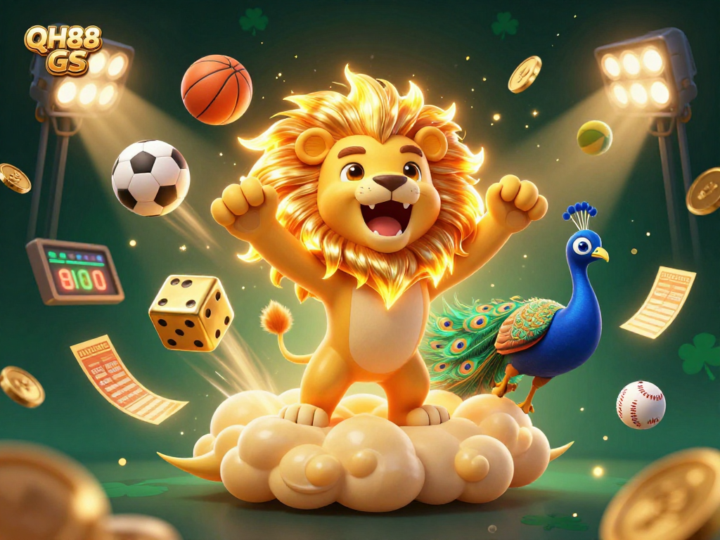 Experience QH88 GS gaming excitement with vibrant sports betting elements in a dynamic 3D scene.