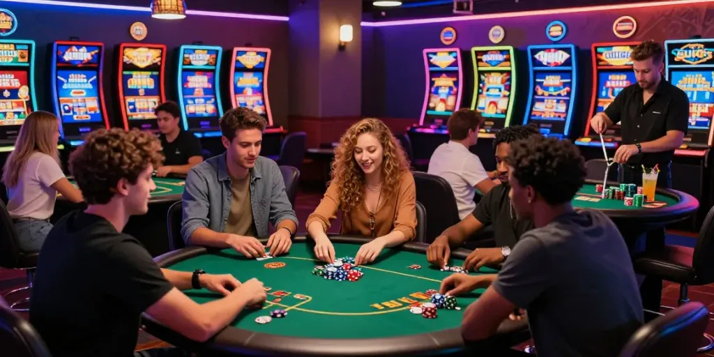 Players enjoying gaming experiences at a vibrant casino not on GamStop.