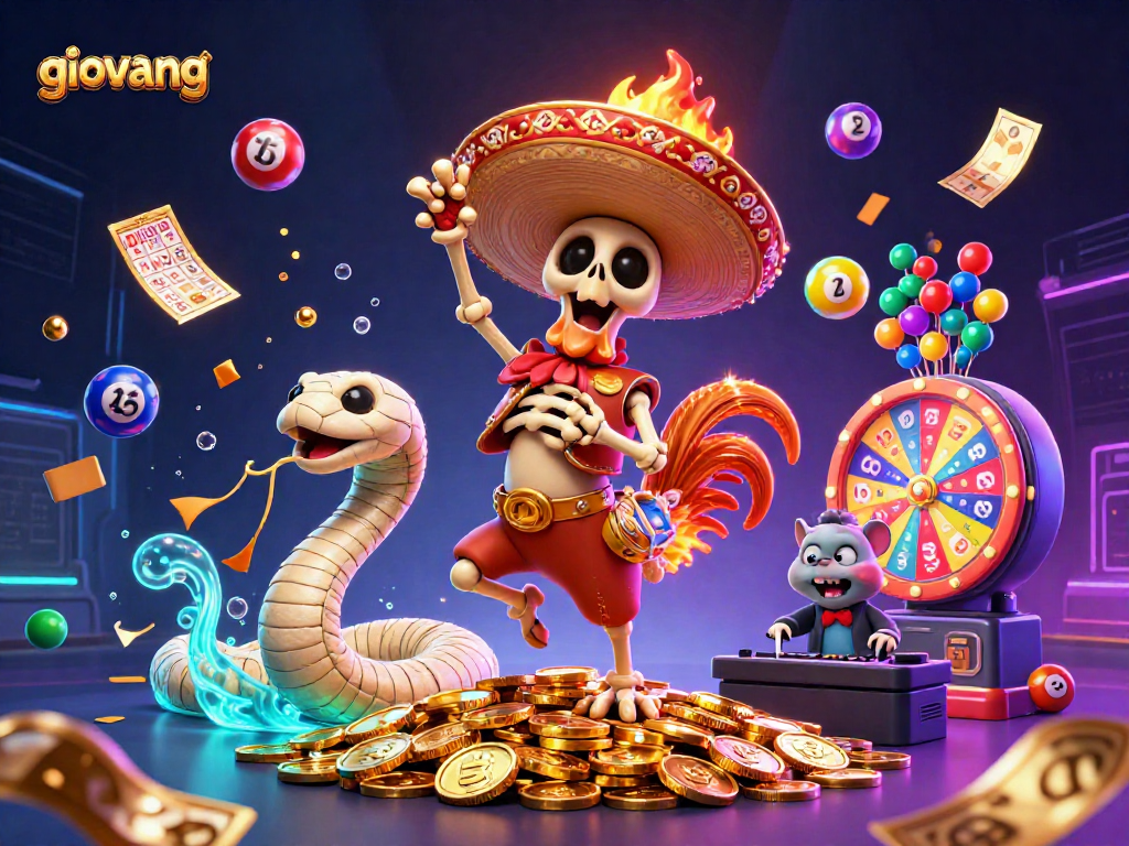 Engage with giovang's thrilling live sports betting action in a vibrant casino-themed scene.