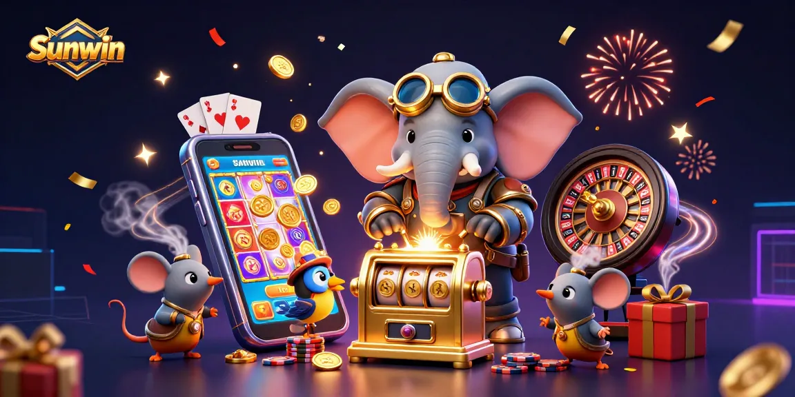 Sunwin crafts an engaging casino experience with a joyful steampunk elephant and dynamic gaming elements.
